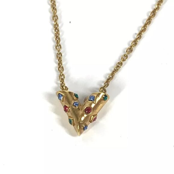 Auth LOUIS VUITTON M68920 Accessories Essential V Planet V logo Chain Necklace - Picture 9 of 11